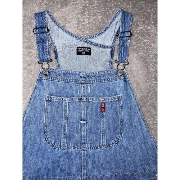 Vintage Ralph Lauren Polo Jean CO. Shortall Denim Jean Overalls Adult - Picture 6 of 12